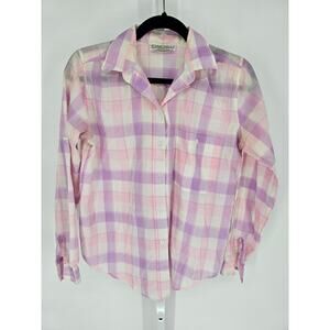 Oak Hall Women's Long Sleeve Multi Color Plaid Button Down Shirt Top Size L